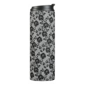 Faux Zwart Kant Roos Fishnet Thermische Tumbler Thermosbeker (Gedraaid links)