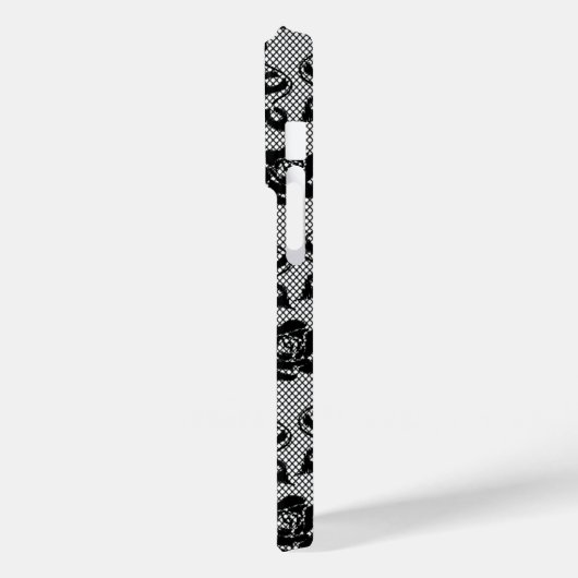 Faux Zwart Kant Rozen Fishnet iPhone Case (Achterkant / Links)