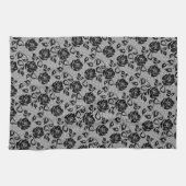Faux zwart kant Rozen visnet keukenhanddoek (Horizontaal)