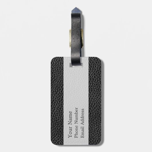 Faux zwart leder bagagelabel (Achterkant verticaal)