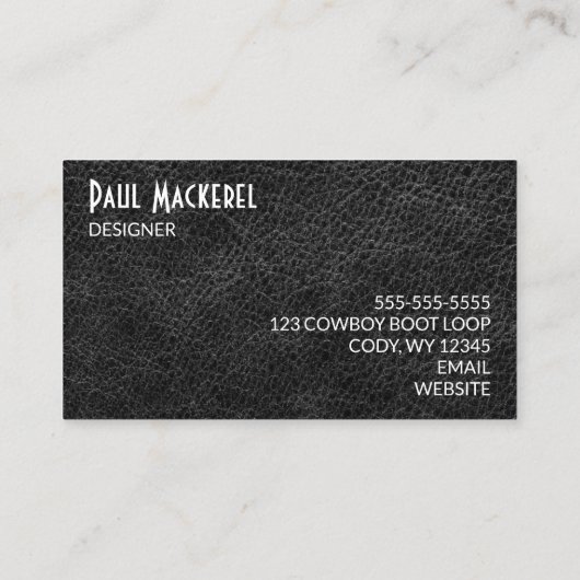 Faux zwart leder visitekaartje (Achterkant)