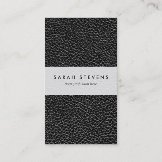 Faux zwart leder visitekaartje (Voorkant)