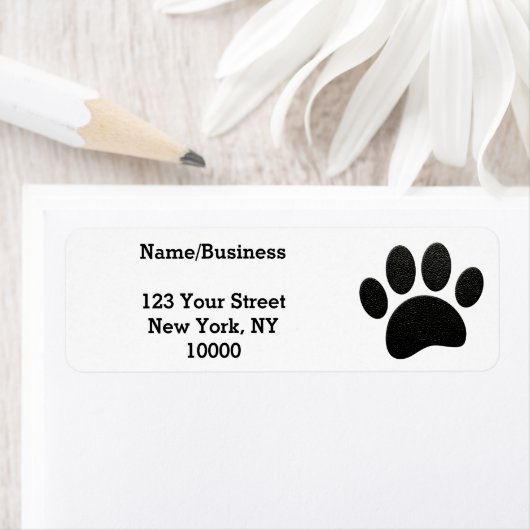 Faux zwart lederen hond Paw Print Custom Etiket (Insitu)