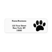 Faux zwart lederen hond Paw Print Custom Etiket (Voorkant)