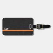 Faux zwart lederen monogram Sinaasappels bar Bagagelabel (Voorkant horizontaal)