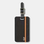 Faux zwart lederen monogram Sinaasappels bar Bagagelabel (Voorkant verticaal)