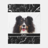 Faux Zwart Marmer Look Custom Pet Fotosjabloon Fleece Deken (Voorkant)