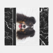 Faux Zwart Marmer Look Custom Pet Fotosjabloon Fleece Deken (Voorkant (Horizontaal))