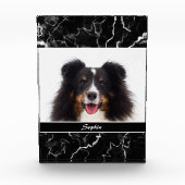 Faux Zwart Marmer Look Custom Pet Fotosjabloon Fotoblokken (Voorkant)