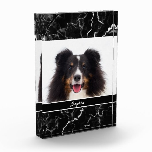 Faux Zwart Marmer Look Custom Pet Fotosjabloon Fotoblokken (Links)