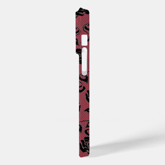 Faux Zwart Rood Kant Roos Fishnet iPhone Case (Achterkant / Links)