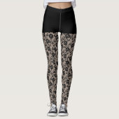 Faux Zwart Rozen Lace Fishnet en Korte Leggings (Voorkant)