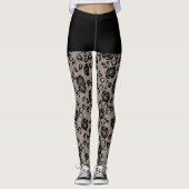 Faux Zwart Rozen Lace Fishnet en Shorts Leggings (Voorkant)