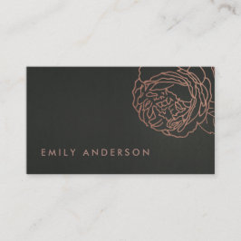 FAUX ZWART STAAL GRAY BLUSH PINK ROSE GOLD FLORAL VISITEKAARTJE