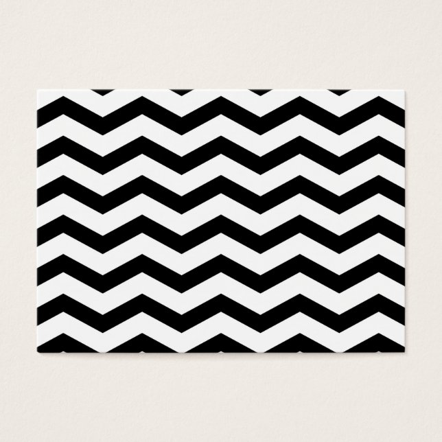Faux Zwart Wit Folie Chevron Zig Zag Patroon Visitekaartjes (Voorkant)