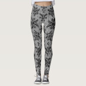 Faux Zwart Wit Kant Fishnet Leggings Romantisch (Voorkant)