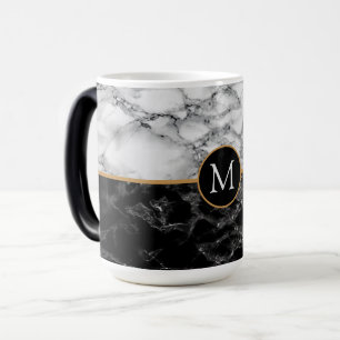 Faux Zwart Wit Marmeren Koffie Mok Custom Letter