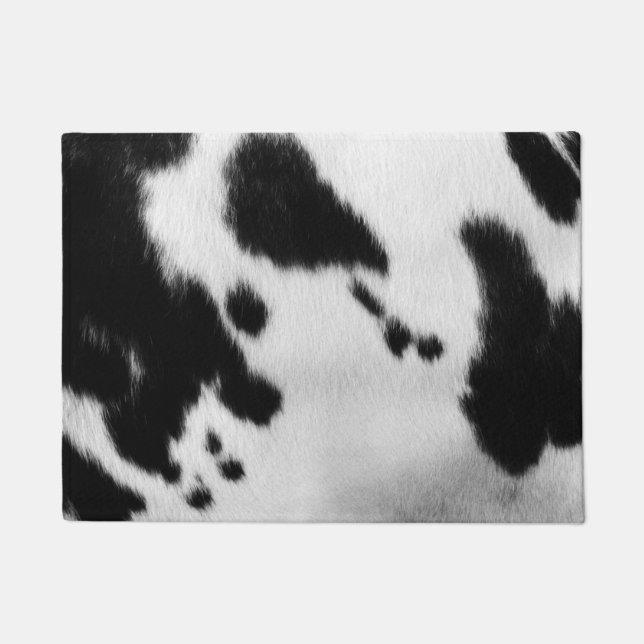 Faux zwarte en witte Koeienhuid. Deurmat (Voorkant)