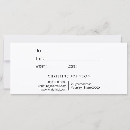 faux zwarte glitter druppelt cadeaubon (Achterkant)