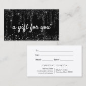 faux zwarte glitter druppelt cadeaukaart visitekaartje (Voorkant / Achterkant)