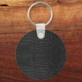 Faux zwarte krokodillederafdruk sleutelhanger (Voorkant)