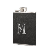 Faux zwarte leder Monogram Roestvrij staal Kolf Heupfles (Links)