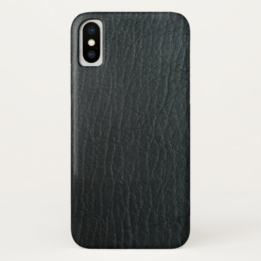 Faux zwarte lederen textuur Case-Mate iPhone case (Achterkant)