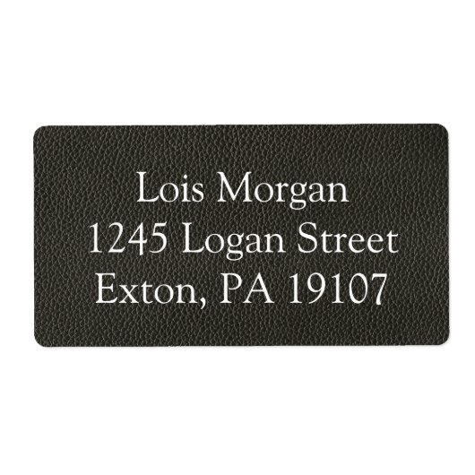 Faux zwarte lederen textuur etiket (Voorkant)