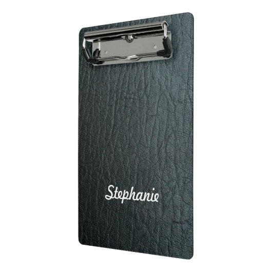 Faux zwarte lederen textuur mini klembord (Angled2)