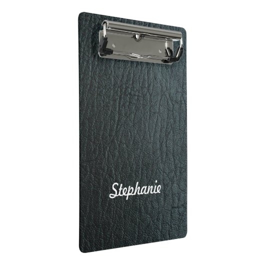 Faux zwarte lederen textuur mini klembord (Schuin)
