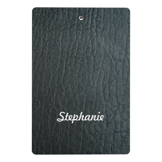 Faux zwarte lederen textuur mini klembord (Achterkant)