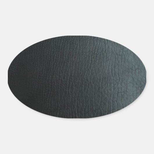Faux zwarte lederen textuur ovale sticker (Voorkant)