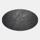 Faux zwarte lederen textuur ovale sticker (Voorkant)