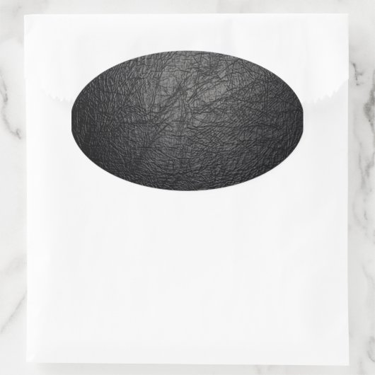 Faux zwarte lederen textuur ovale sticker (Tas)