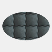 Faux zwarte lederen textuur ovale sticker (Voorkant)