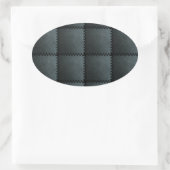 Faux zwarte lederen textuur ovale sticker (Tas)