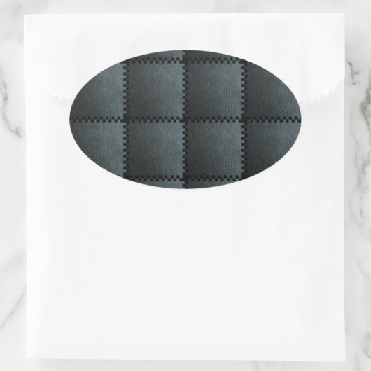 Faux zwarte lederen textuur ovale sticker (Tas)