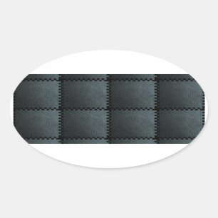 Faux zwarte lederen textuur ovale sticker