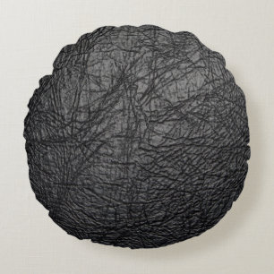 Faux zwarte lederen textuur rond kussen