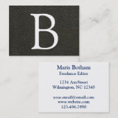 Faux zwarte lederen textuur visitekaartje (Voorkant / Achterkant)