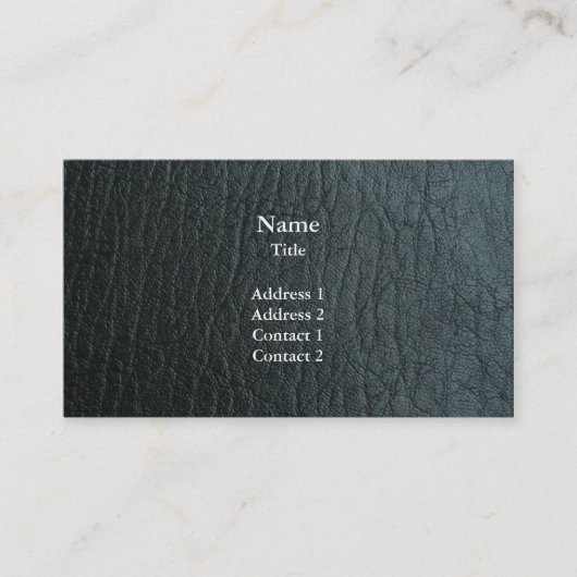 Faux zwarte lederen textuur visitekaartje (Voorkant)
