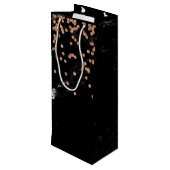 Faux zwarte marmer met Faux Roos Gold Confetti Wijn Cadeautas (Achterkant Gekanteld)