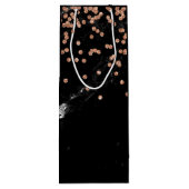 Faux zwarte marmer met Faux Roos Gold Confetti Wijn Cadeautas (Achterkant)