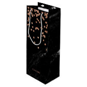 Faux zwarte marmer met Faux Roos Gold Confetti Wijn Cadeautas (Voorkant Gekanteld)