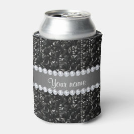 Faux zwarte pailletten en diamanten blikjeskoeler