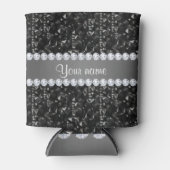 Faux zwarte pailletten en diamanten blikjeskoeler (Voorkant)