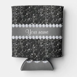 Faux zwarte pailletten en diamanten blikjeskoeler