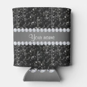 Faux zwarte pailletten en diamanten blikjeskoeler (Achterkant)