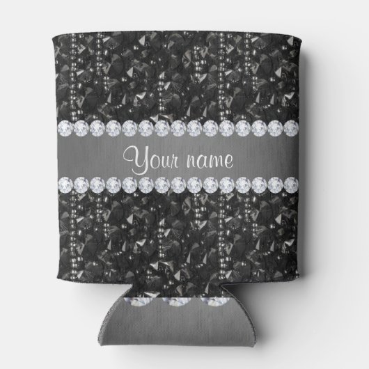 Faux zwarte pailletten en diamanten blikjeskoeler (Achterkant)