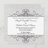 FauxGlitter Formele  Bloei-Bruiloft Uitnodigen Kaart (Voorkant / Achterkant)